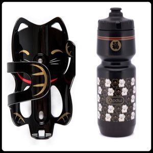 Bicycle Bottle Cage+Bottle by PDW, Black Lucky Cat